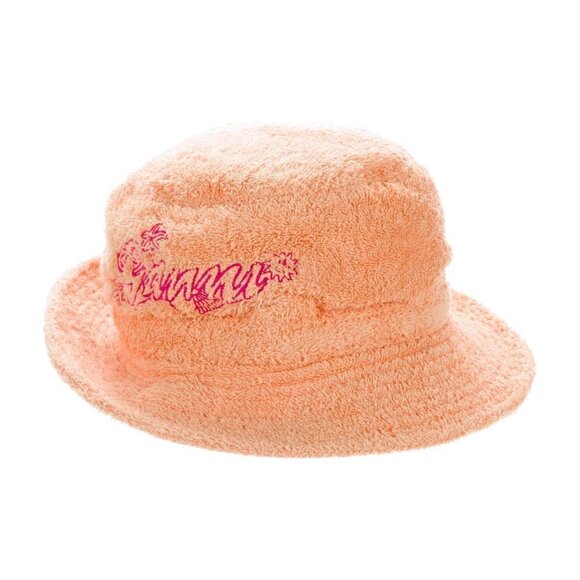 New GANNI Logo Embroidered Terrycloth Bucket Beach Hat Peach Fuzz NWT Size XS/S main image 7